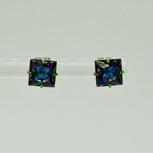 💙💚 Rainbow Prism Titanium Screwback Stud Earrings